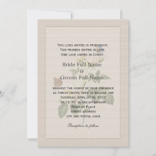 Invitación Flores blancas de rosa vintage boda cristiana