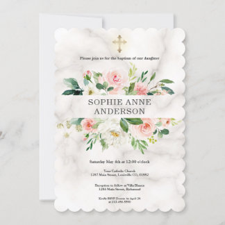 Invitación Flores blancas de Rubor caprichosas cruzan el baut