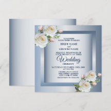 Flores Blancas Elegantes Bodas Gris Azul