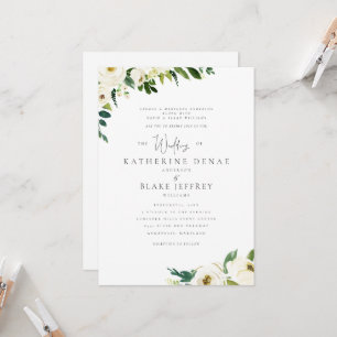Invitación Flores Blancas Elegantes Formal Ambos Padres