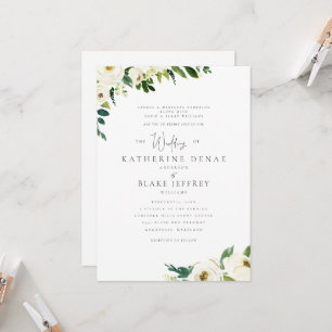 Invitación Flores Blancas Elegantes Formales Ambos Padres