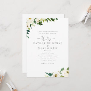 Invitación Flores Blancas Elegantes Novia Padres Formal