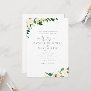 Invitación Flores blancas elegantes padres de novias formales