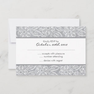 Invitación flores blancas en gris RSVP
