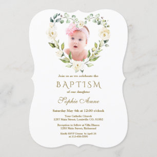 Invitación Flores Blancas Encantadoras Chicas Florales Bautis