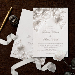 Invitación Flores Blancas Esculturas Rosas 3D Boda
