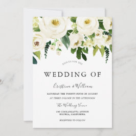 Invitación Flores blancas florecientes matrimonio elegante