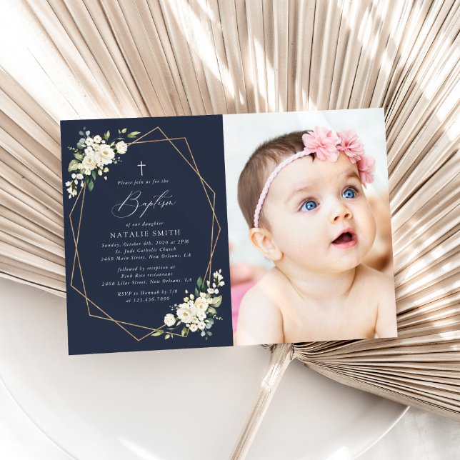 Invitación Flores Blancas, Flores Crema, Boho, Bautizo Floral (Subido por el creador)