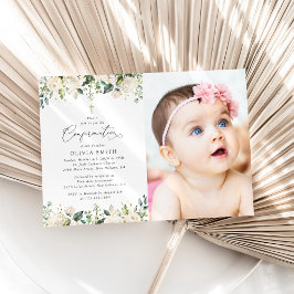 Invitación Flores blancas, flores crema, Boho, Confirmación