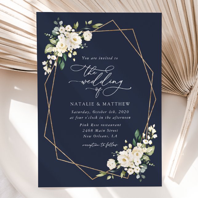 Invitación Flores blancas, flores de crema, vegetación, Boda (Subido por el creador)