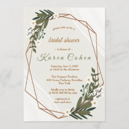 Invitación Flores blancas geométricas Verdor Ducha Bridal