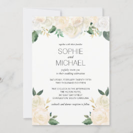 Invitación Flores blancas invitadas a la boda