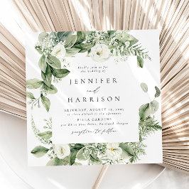 Invitación Flores Blancas Lujuriantes y Vegetación Cuadrada d