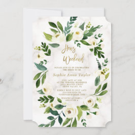 Invitación Flores blancas Marble Hens Bachelorette Weekend