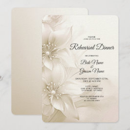 Invitación Flores Blancas Marfil Elegantes Cena de Ensayo