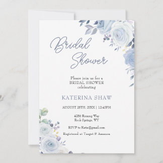 Invitación Flores blancas Minimalistas acuarela ducha de novi