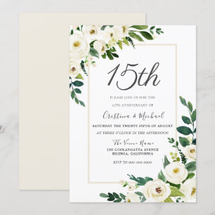 Invitación Flores Blancas Modernas 15º Aniversario de Boda