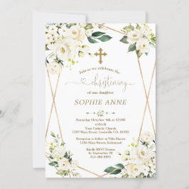 Invitación Flores blancas musicales Chica de oro Christening