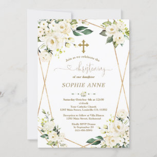 Invitación Flores blancas musicales Chica de oro Christening