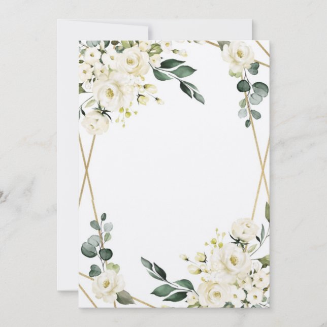 Invitación Flores Blancas para boda (Anverso)