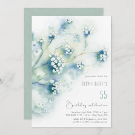 Invitación Flores blancas pequeñas cumpleaños cualquier edad