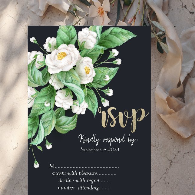 Invitación Flores blancas RSVP   (Subido por el creador)