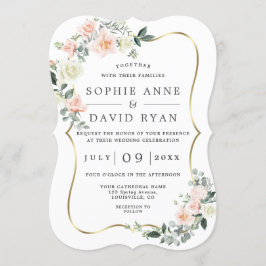 Invitación Flores Blancas Rubor Oro Todo En Un Boda