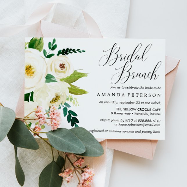 Invitación Flores blancas | Tipografía boda Bridal Brunch (Subido por el creador)