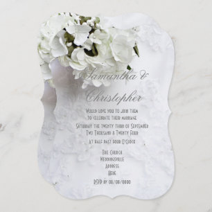 Invitación Flores blancas vestidas con boda