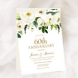 Invitación Flores blancas y 60 años de Crema Boda<br><div class="desc">Invitación a 60 Aniversario de las Flores Blancas y Crema Ver colección de coincidencias en Nicho y Nest Store</div>