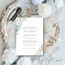 Invitación Flores blancas y Boda católico elegante de la vege