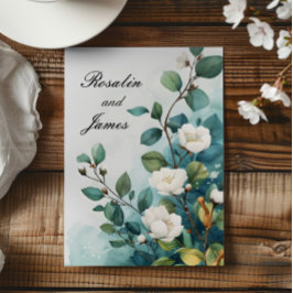 Invitación Flores blancas y Boda de vegetación