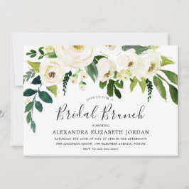 Invitación Flores blancas y brunch con ducha de novia elegant