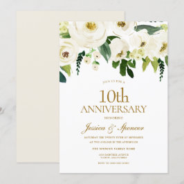 Invitación Flores blancas y crema 10º aniversario de bodas