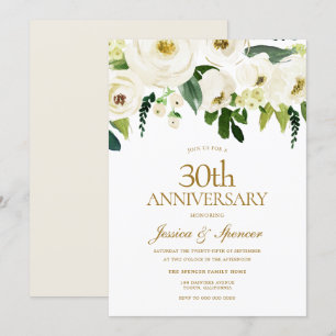 Invitación Flores blancas y crema 30º aniversario de bodas