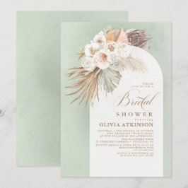 Invitación Flores blancas y ducha de novias de pampas