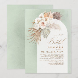 Invitación Flores blancas y ducha de novias de pampas