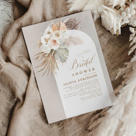 Invitación Flores blancas y ducha de novias de pampas
