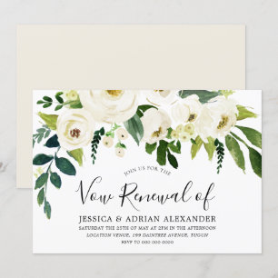 Invitación Flores blancas y elegante renovación de votos de c