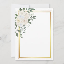 Invitación Flores blancas y marco dorado