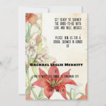 Flores blancas y rojas Ephemera Ducha de Novias