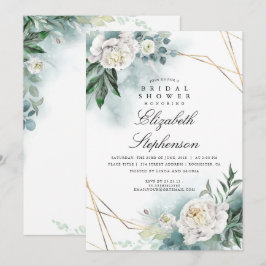 Invitación Flores blancas y vegetación elegante ducha de novi