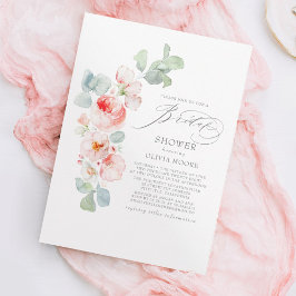 Invitación Flores Blandas De Color Rosa Elegante Ducha Boho B