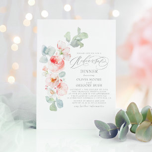 Invitación Flores Blandas De Rosa Elegante Cena De Ensayos