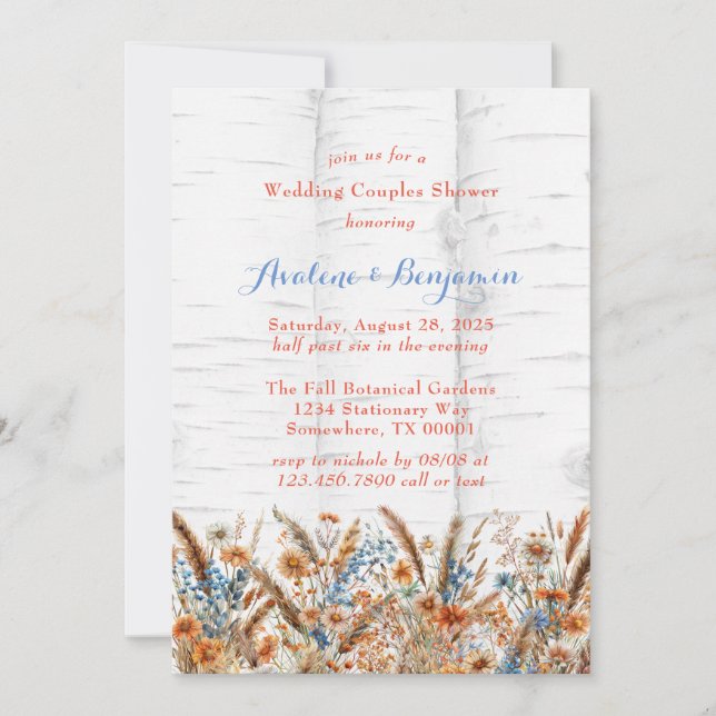Invitación Flores Boda de árbol de birco blanco Ducha de las  (Anverso)