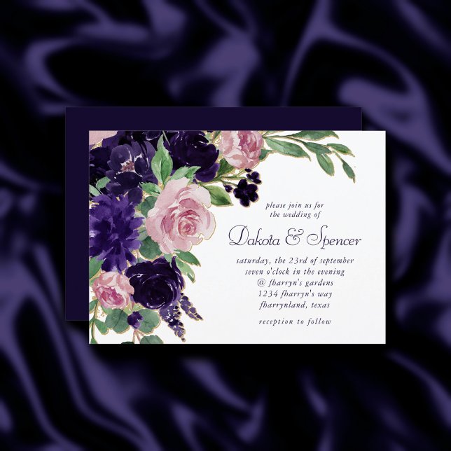Invitación Flores | Boda de rosas moradas y rosas rosas (Subido por el creador)