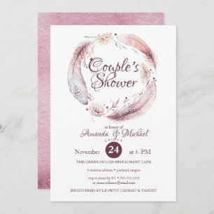 Invitación Flores Bohemias Flores Wreath Couple Shower