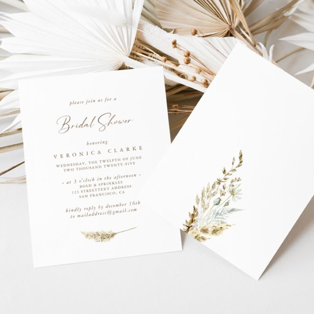 Invitación Flores bohemias y duchas nupciales de pampas (Subido por el creador)