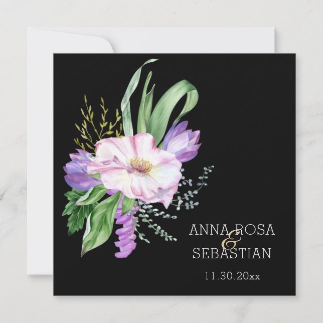 Invitación *~*Flores Boho AR15 QR Boda RSVP (Anverso)