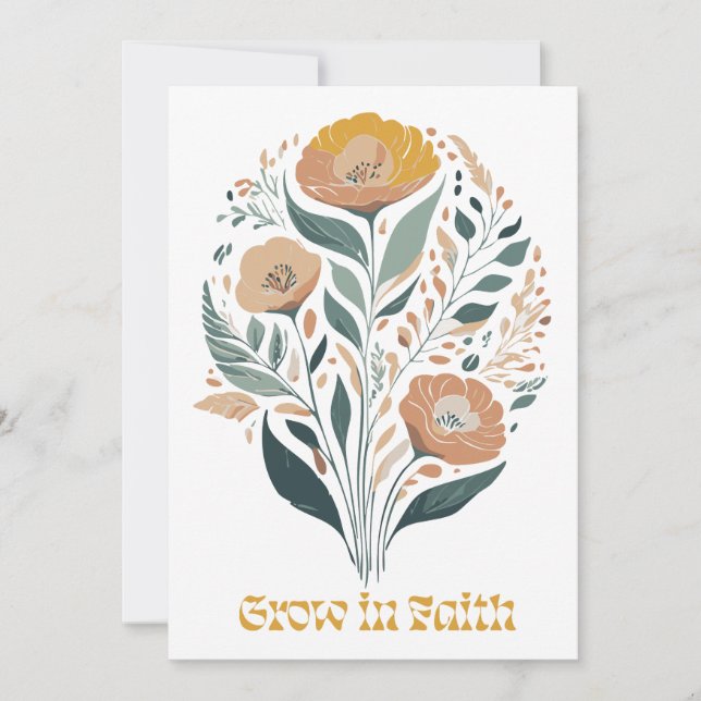 Invitación Flores Boho Cristianas Inspiradoras de Fe (Anverso)